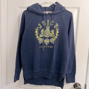 Juicy Couture (S) Y2K Branded Large Logo Sweatshirt Hoodie Blue Navy Yellow